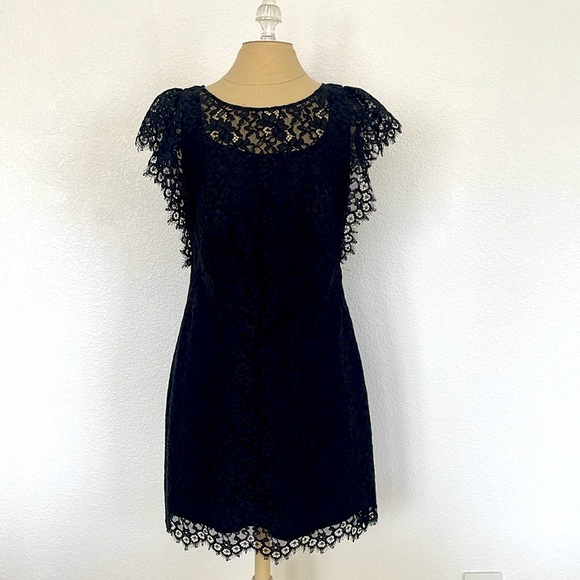 Phoebe Couture black Lace Dress SZ 4 Cap Sleeve. - Picture 8 of 11